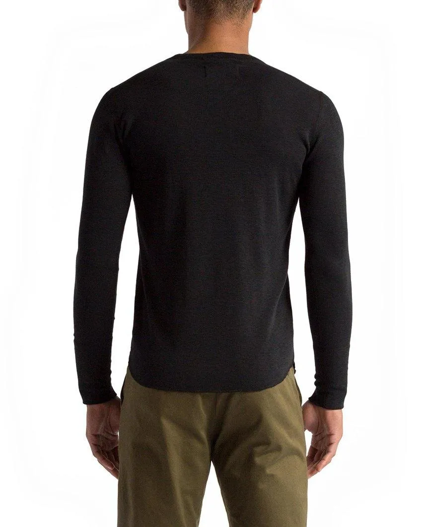 1x1 Slub Long Sleeve Henley Black