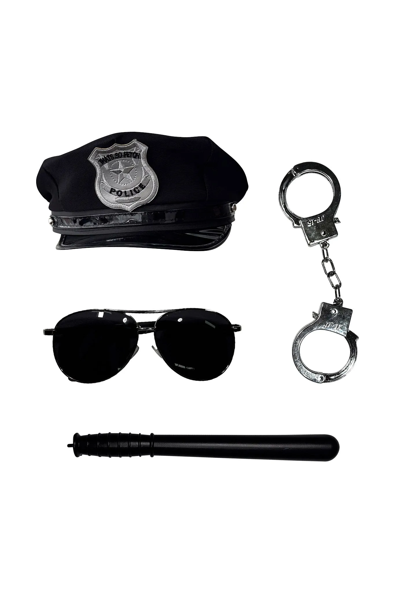 4 Piece Police Costume Kit - Black