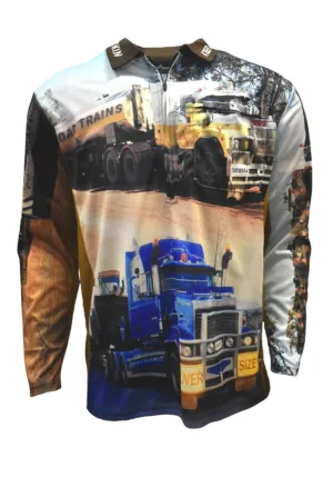 Adult Long Sleeve Sun Shirt - Trucks Plus Size