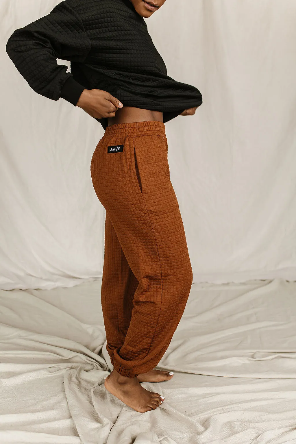 Ampersand Quilted Joggers - Copper &ave