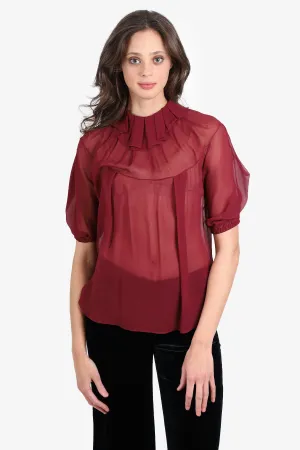 Antonio Marras Burgundy Silk S/S Blouse Size 44