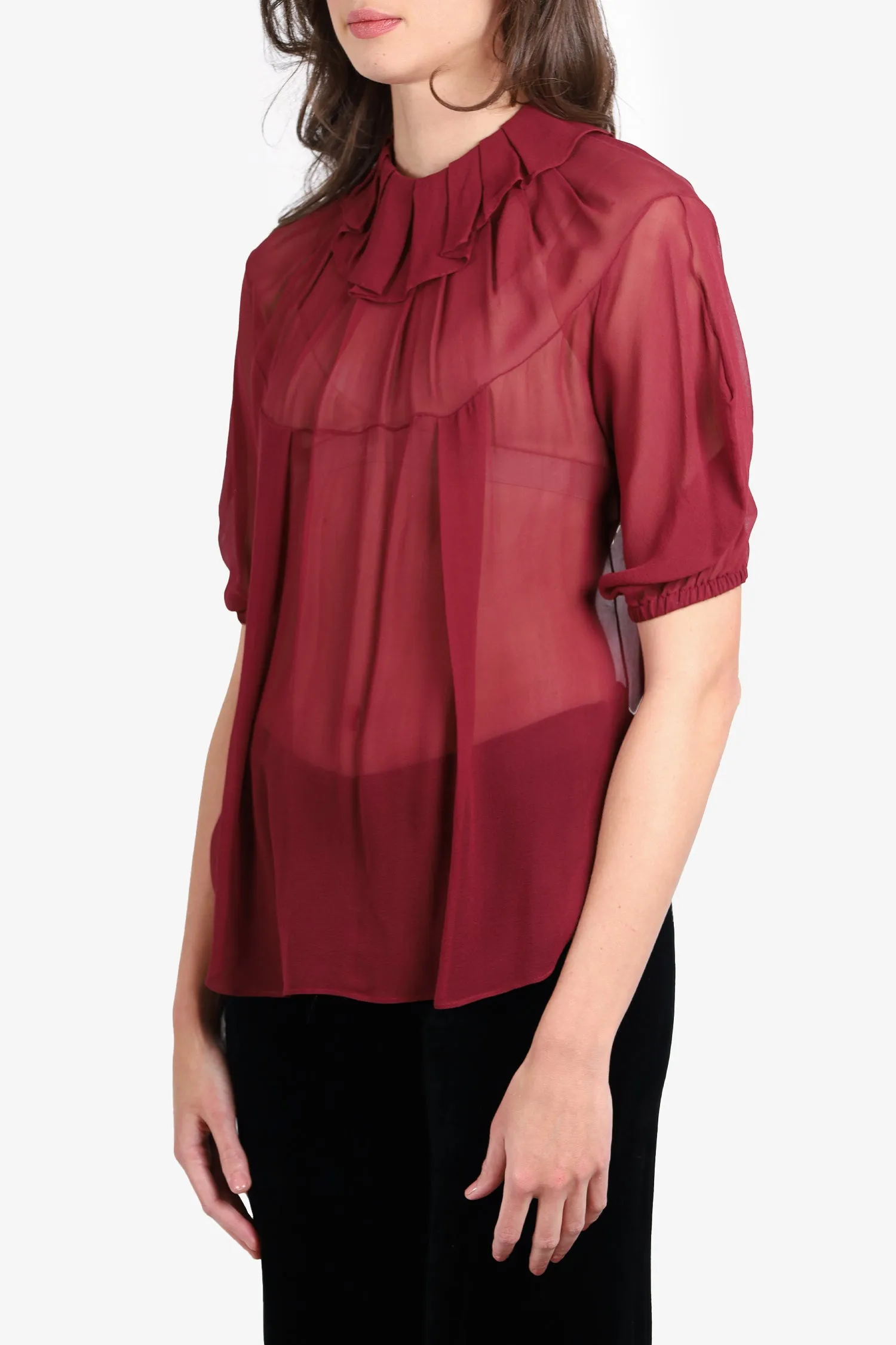 Antonio Marras Burgundy Silk S/S Blouse Size 44