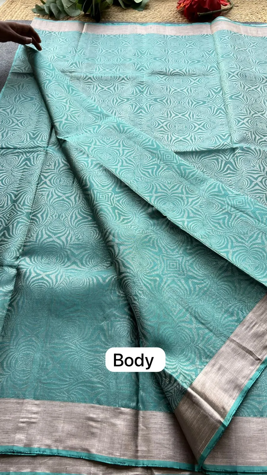 Artic blue kanjivaram silk saree with blouse