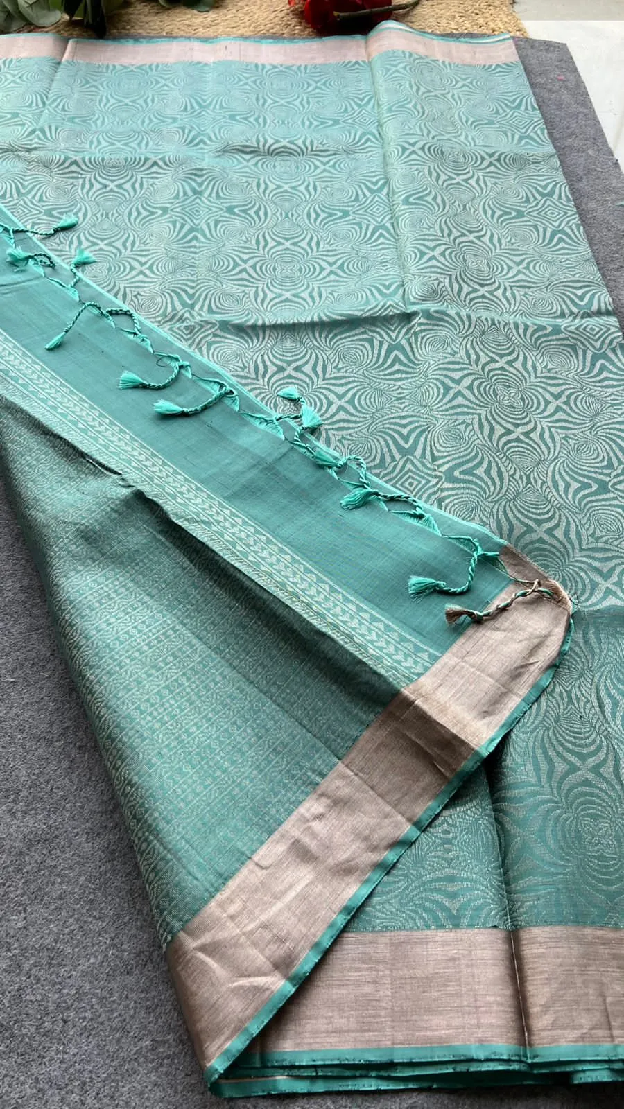 Artic blue kanjivaram silk saree with blouse