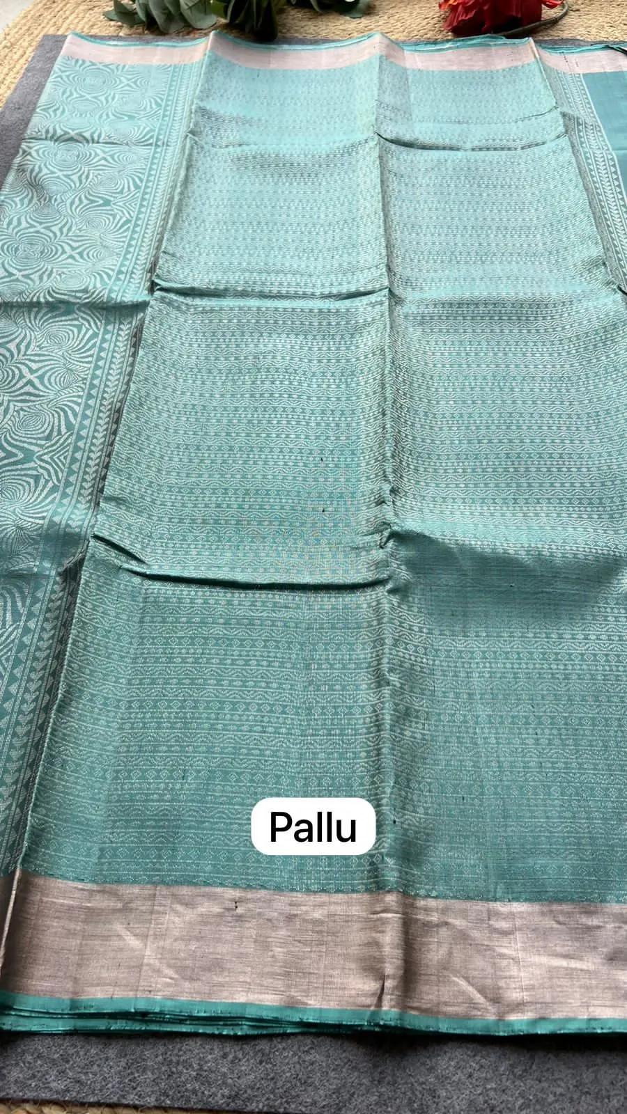 Artic blue kanjivaram silk saree with blouse