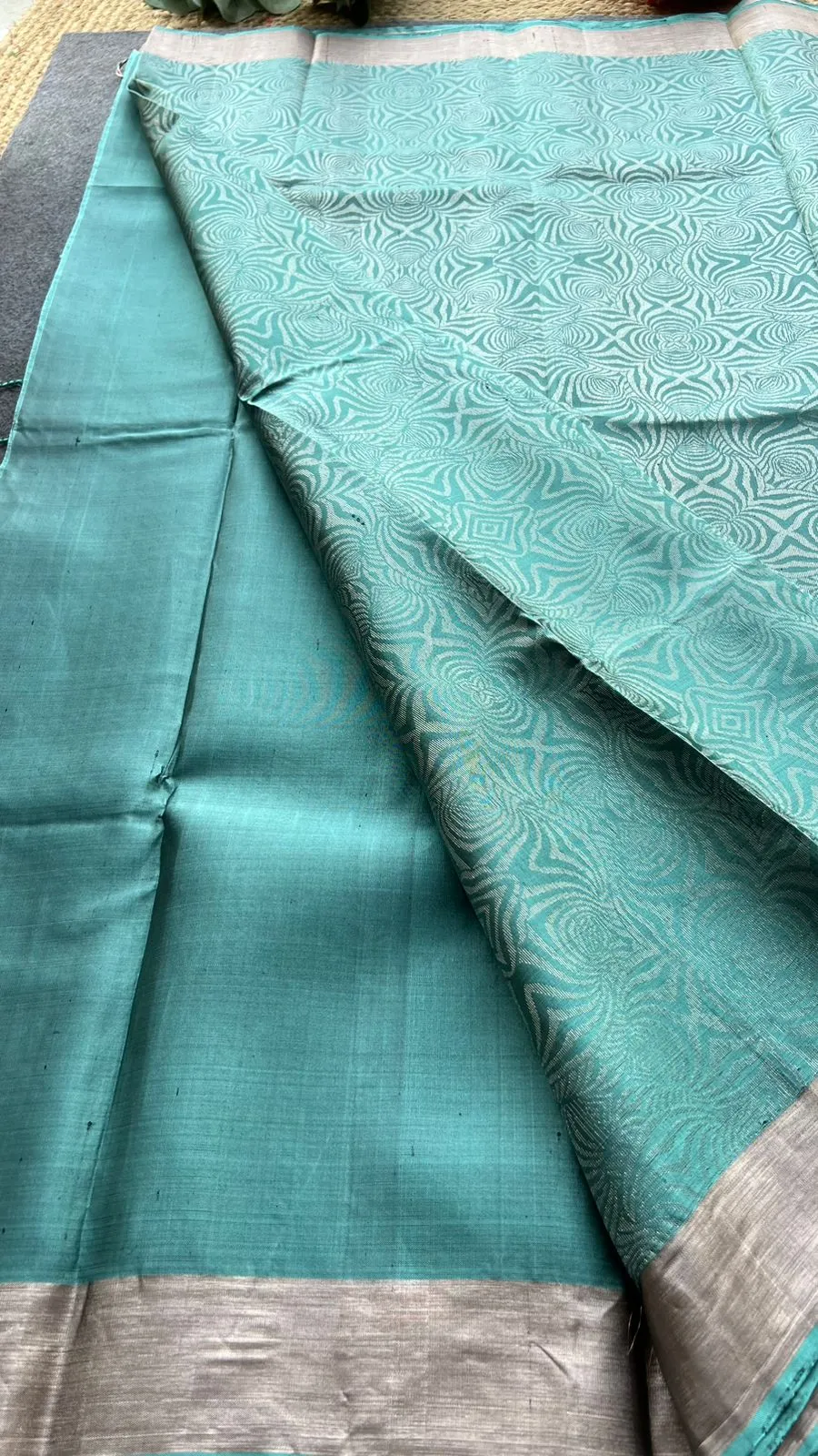 Artic blue kanjivaram silk saree with blouse