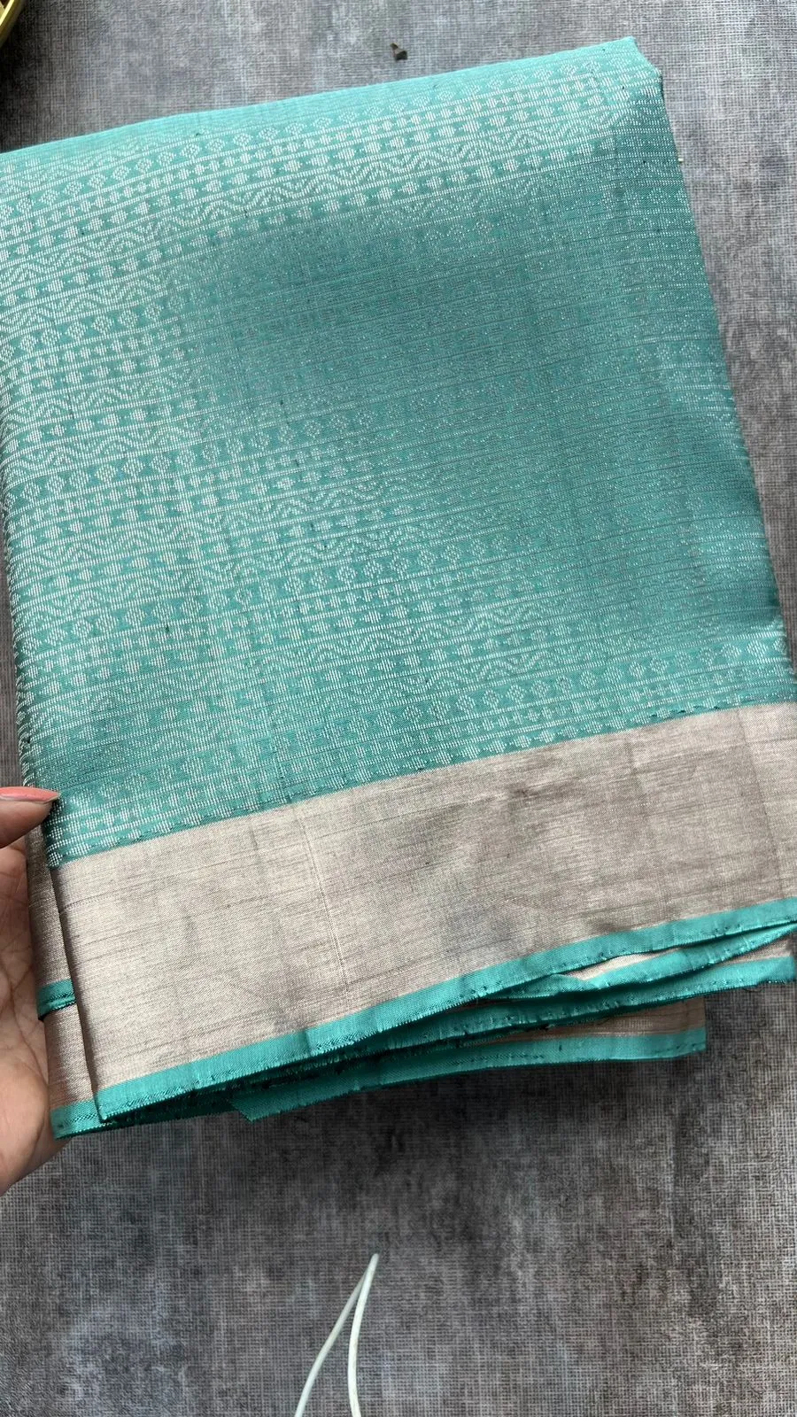 Artic blue kanjivaram silk saree with blouse