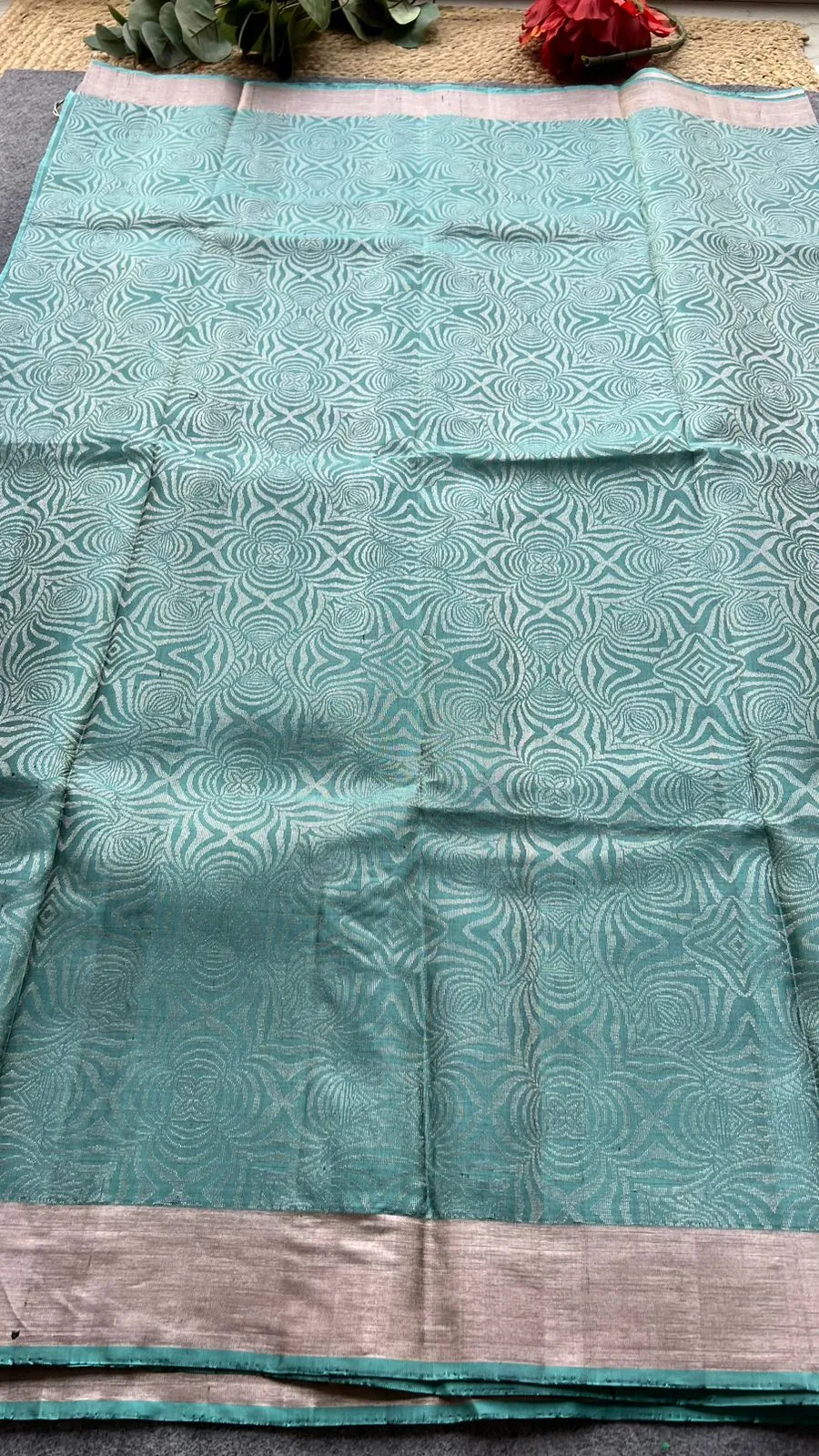 Artic blue kanjivaram silk saree with blouse