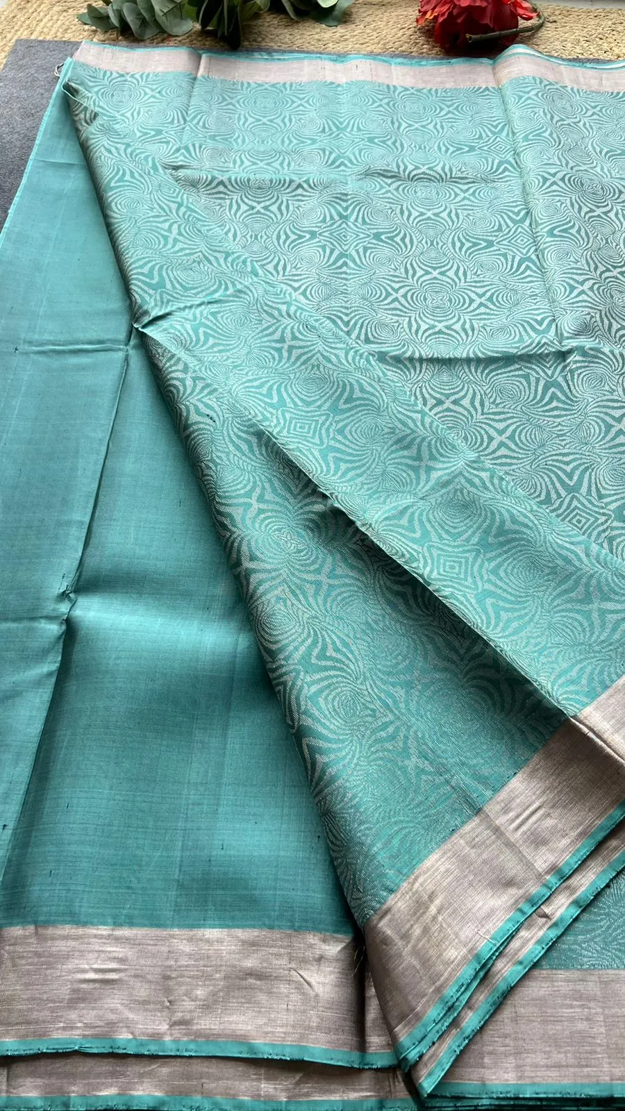 Artic blue kanjivaram silk saree with blouse