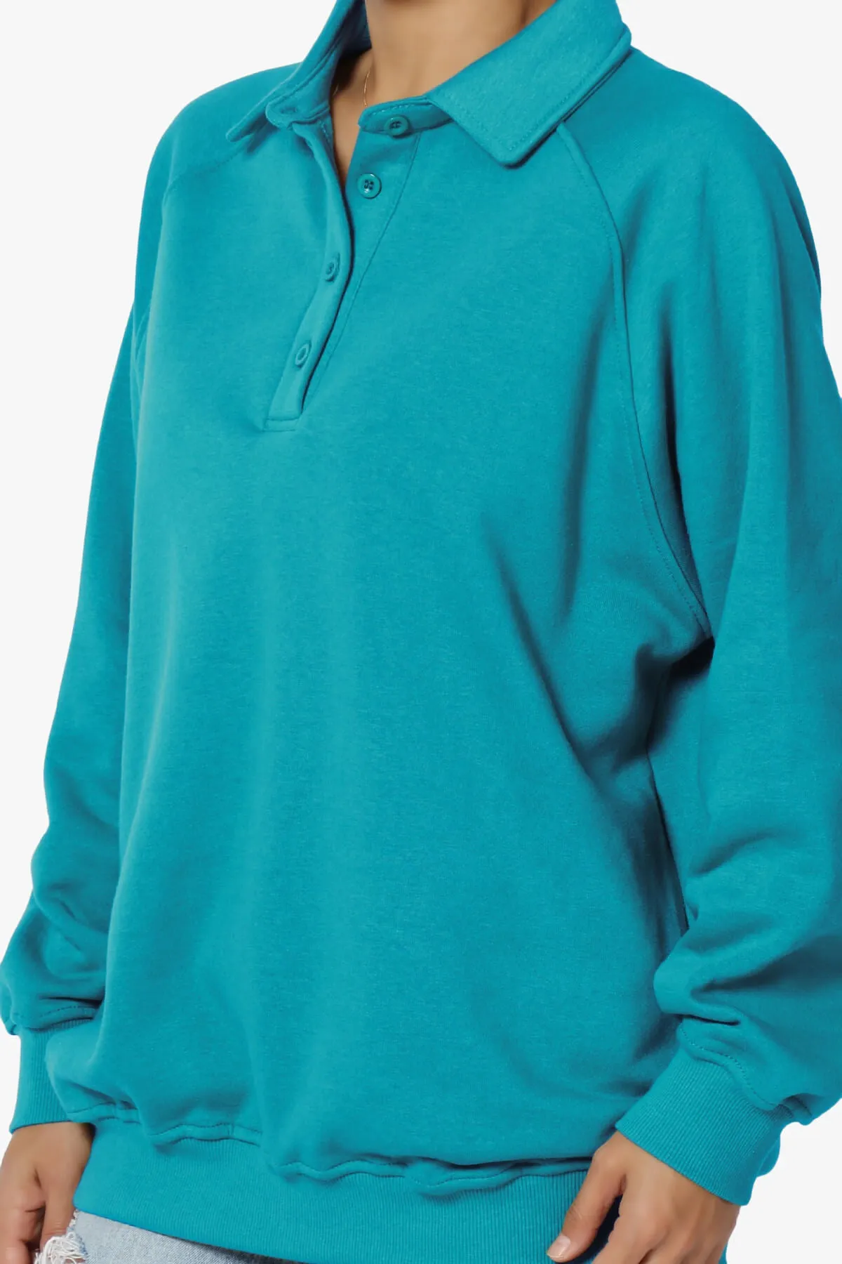 Avianna Oversized Fleece Polo Sweatshirt