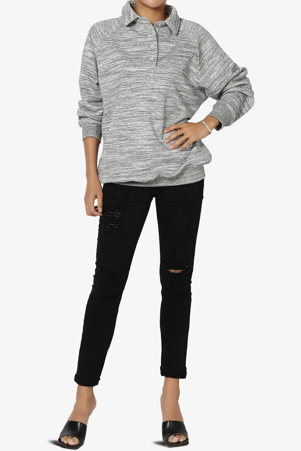 Avianna Oversized Fleece Polo Sweatshirt