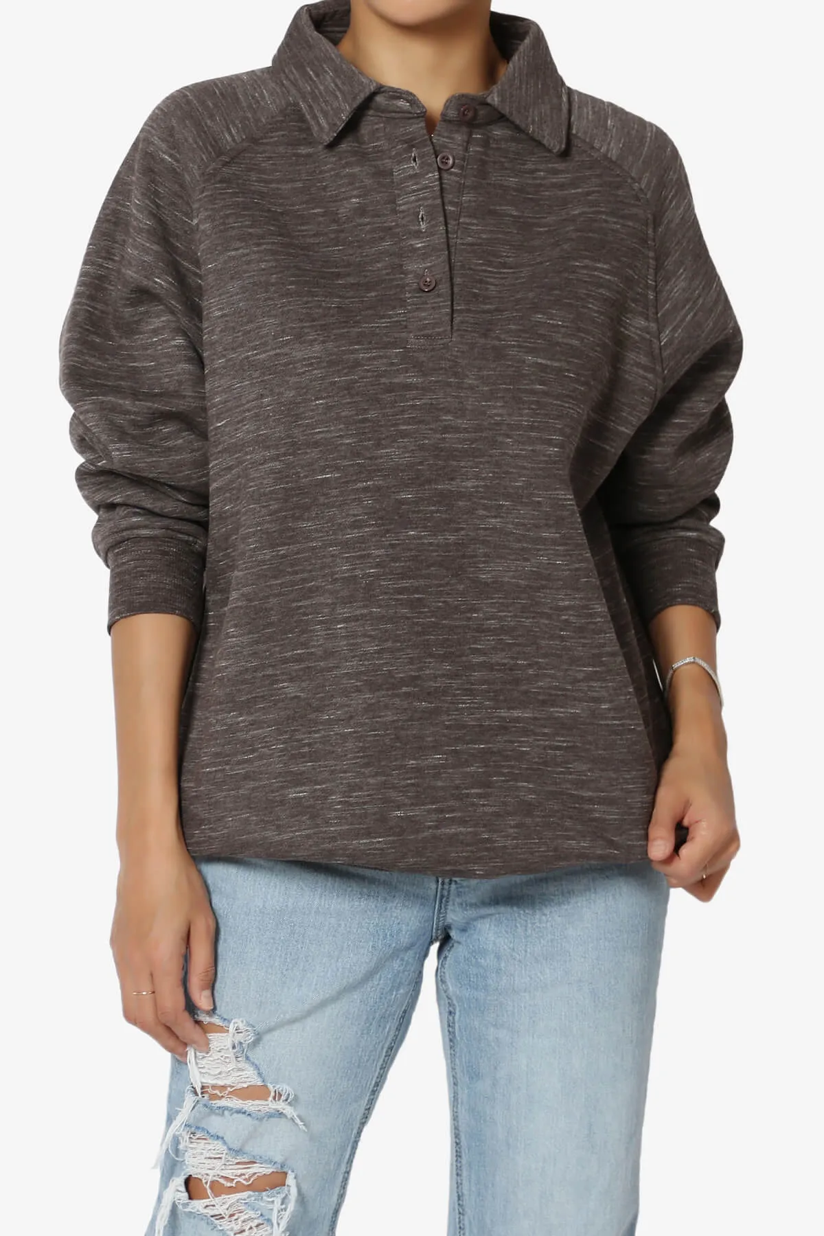 Avianna Oversized Fleece Polo Sweatshirt