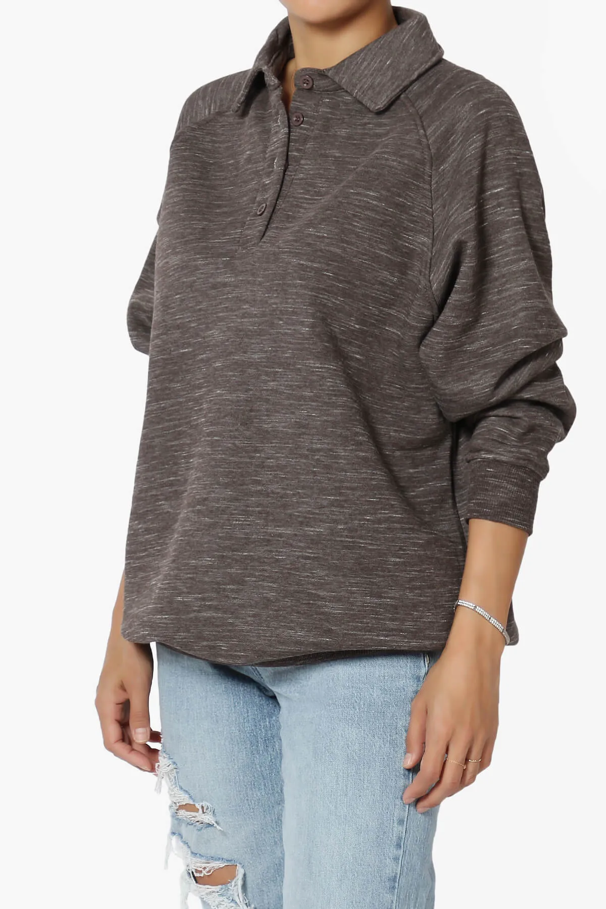 Avianna Oversized Fleece Polo Sweatshirt