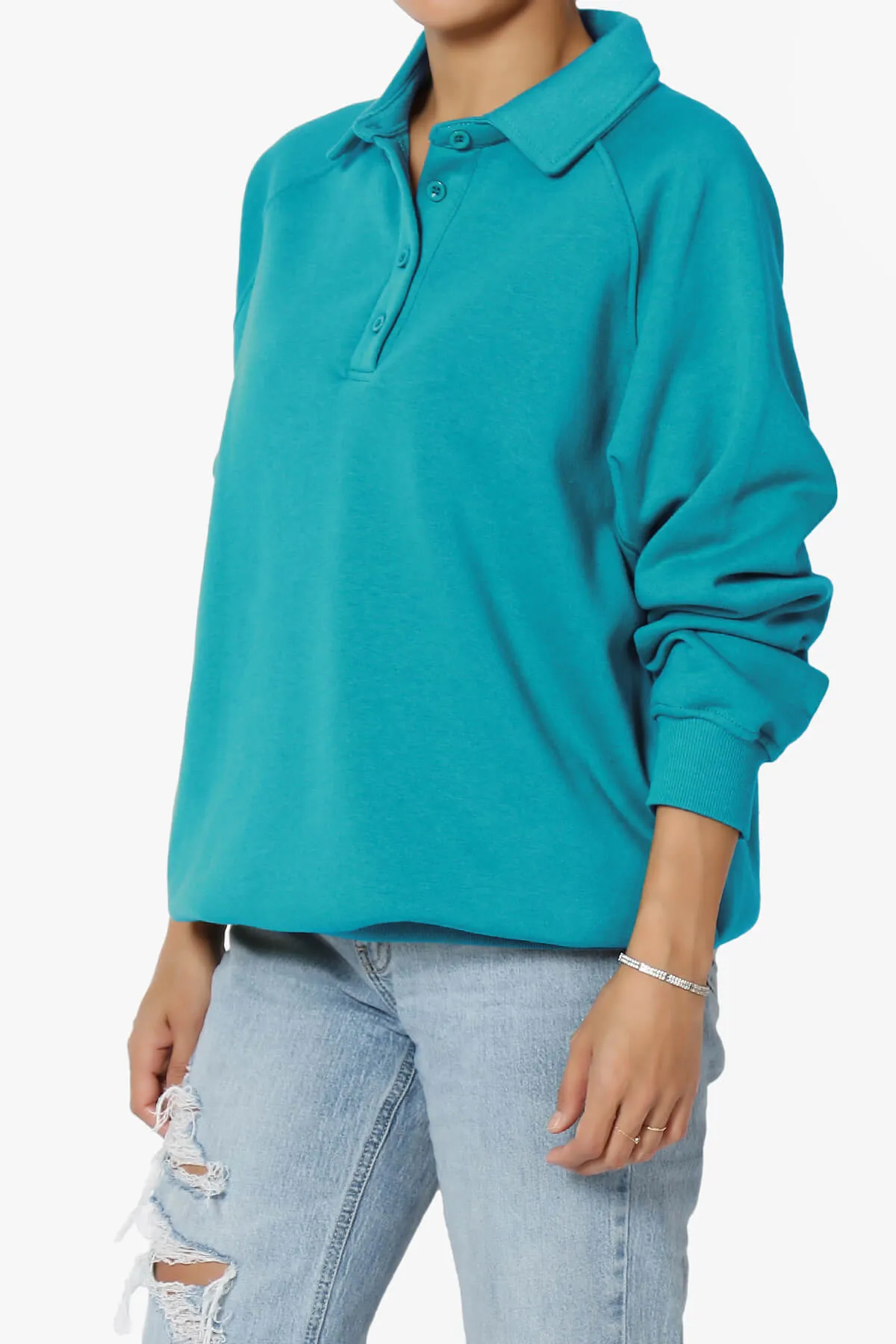 Avianna Oversized Fleece Polo Sweatshirt