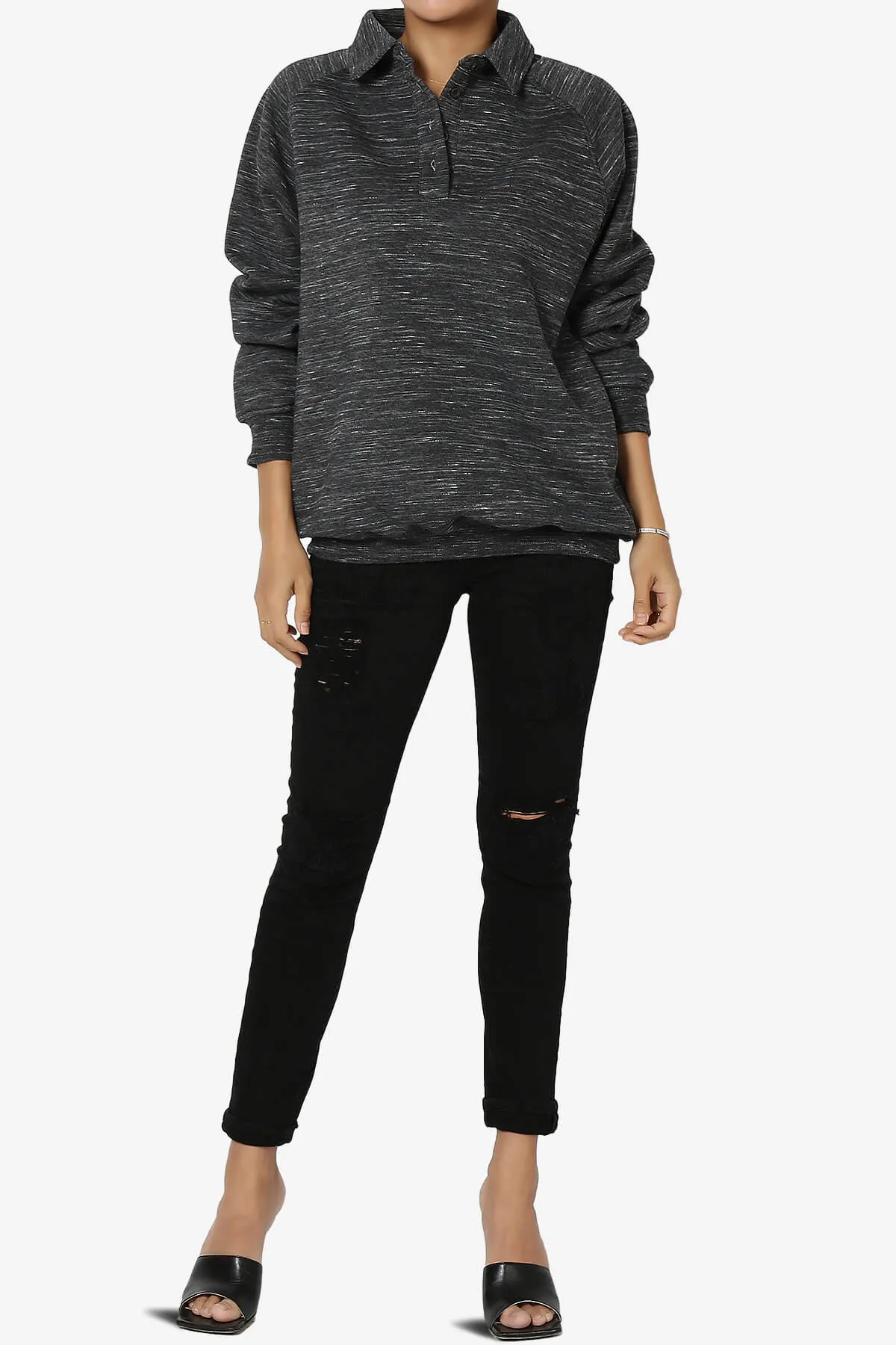 Avianna Oversized Fleece Polo Sweatshirt