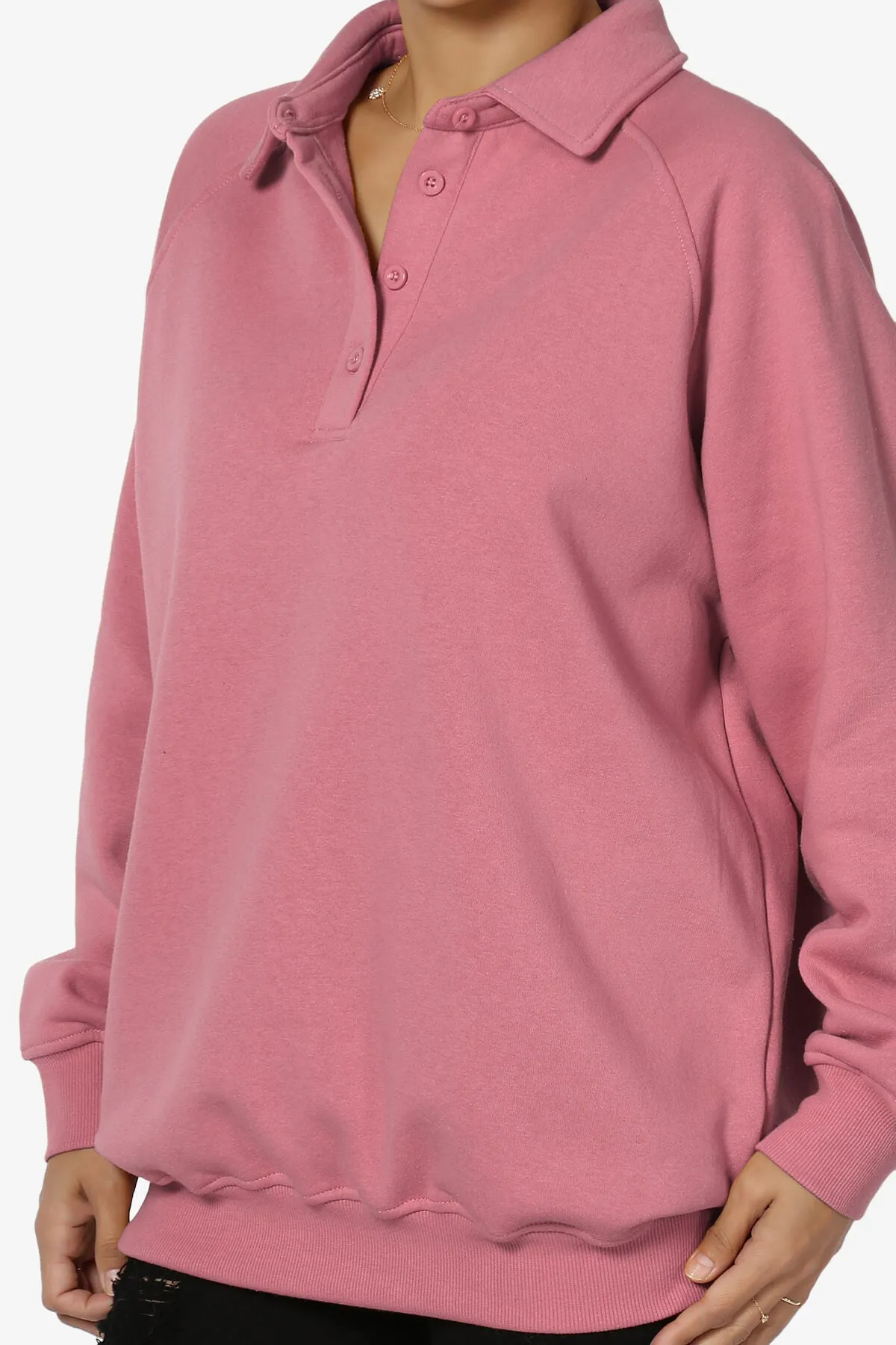 Avianna Oversized Fleece Polo Sweatshirt