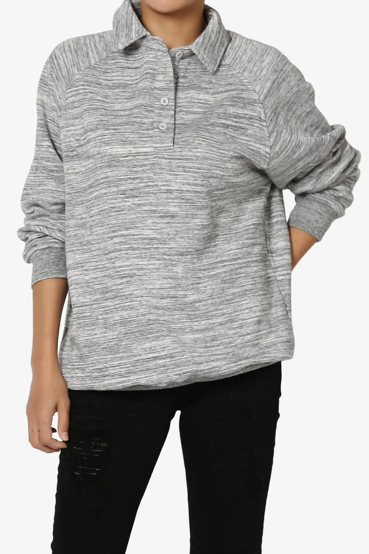 Avianna Oversized Fleece Polo Sweatshirt