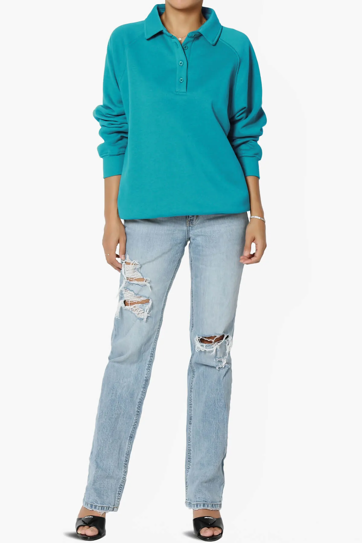 Avianna Oversized Fleece Polo Sweatshirt