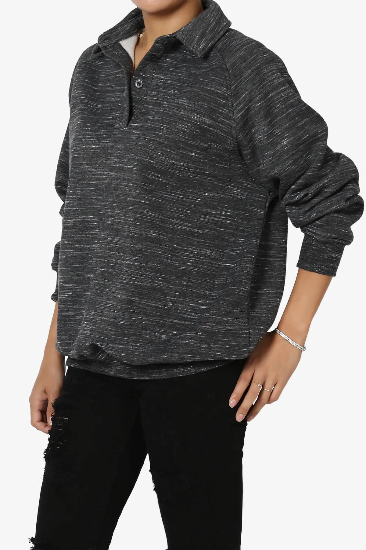 Avianna Oversized Fleece Polo Sweatshirt