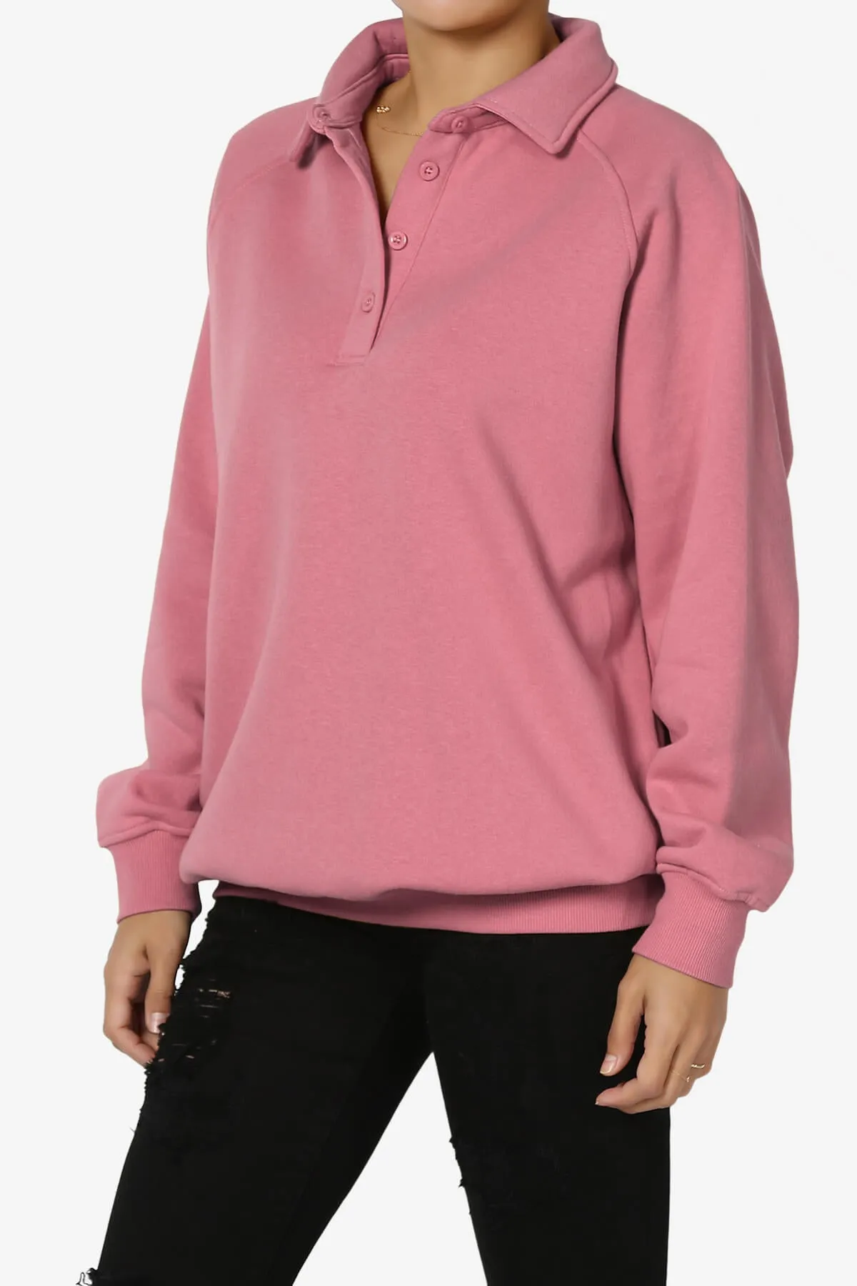 Avianna Oversized Fleece Polo Sweatshirt