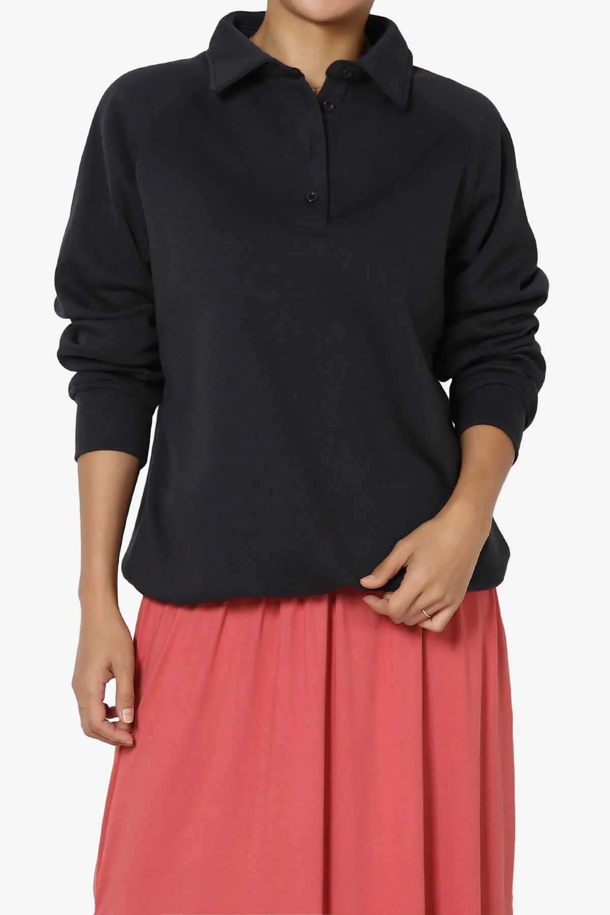 Avianna Oversized Fleece Polo Sweatshirt