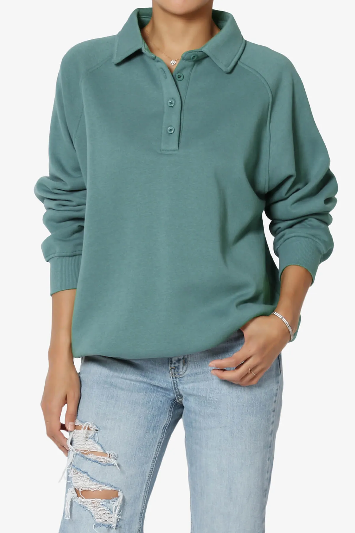 Avianna Oversized Fleece Polo Sweatshirt