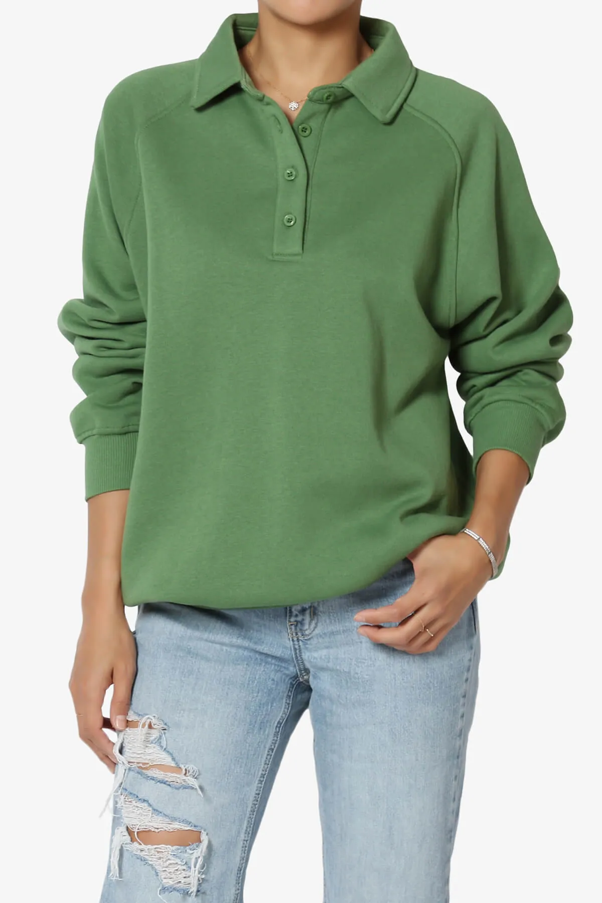 Avianna Oversized Fleece Polo Sweatshirt