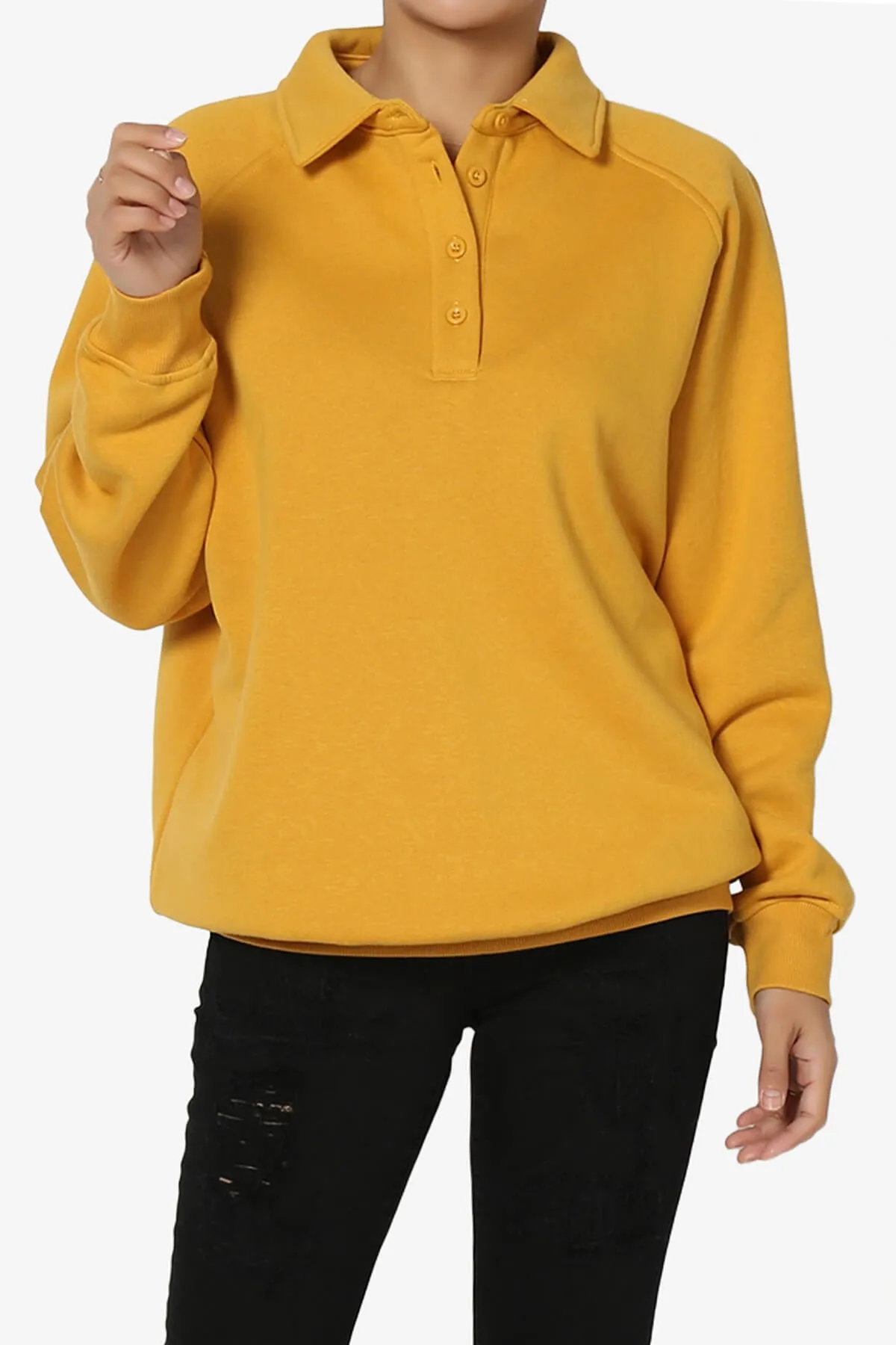 Avianna Oversized Fleece Polo Sweatshirt