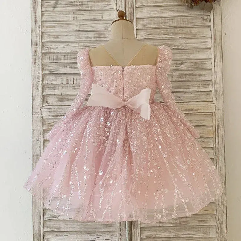 Baby Girl  First Communion Dress Toddler Birthday Pageant Princess Dress