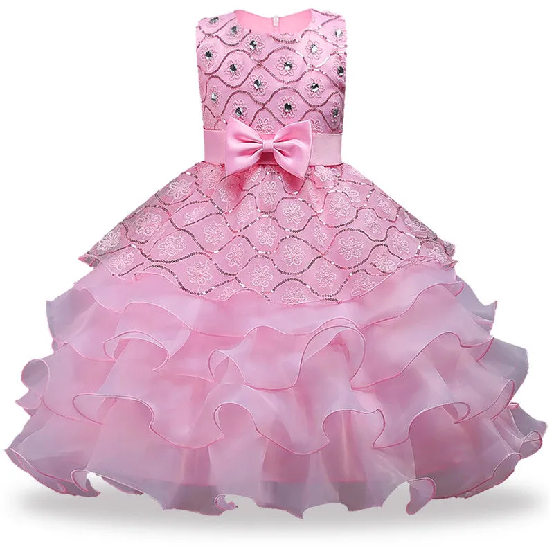 Baby Girls Flower bowknot Wedding Party Gown