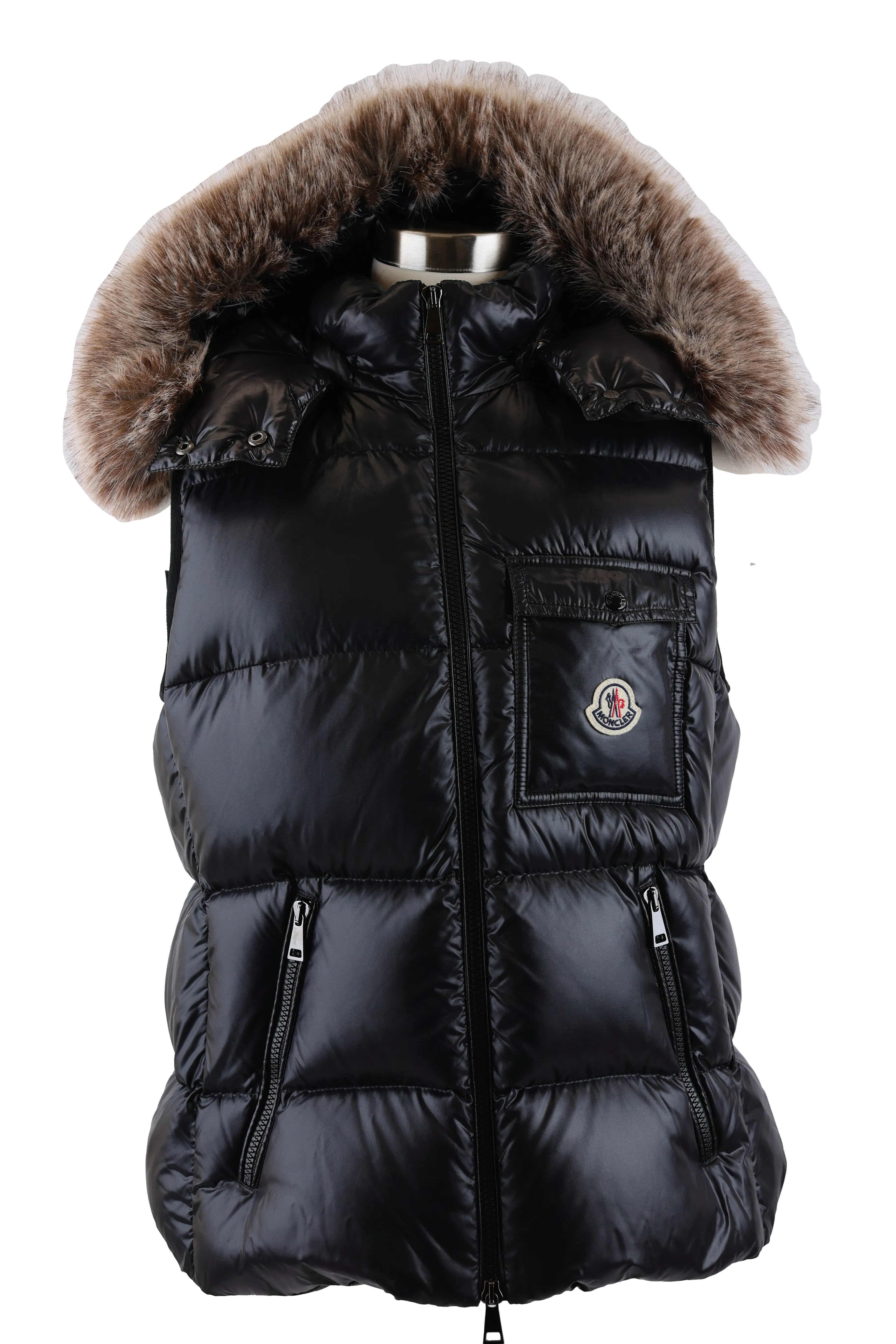 Balabio Hooded Down Vest W/ Fur Trim