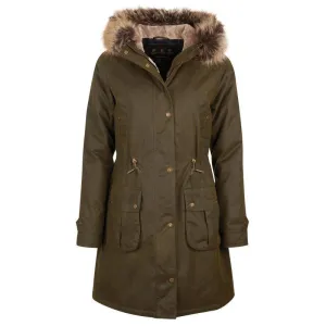 Barbour Hartwith Ladies Wax Parka Jacket - Olive/Classic