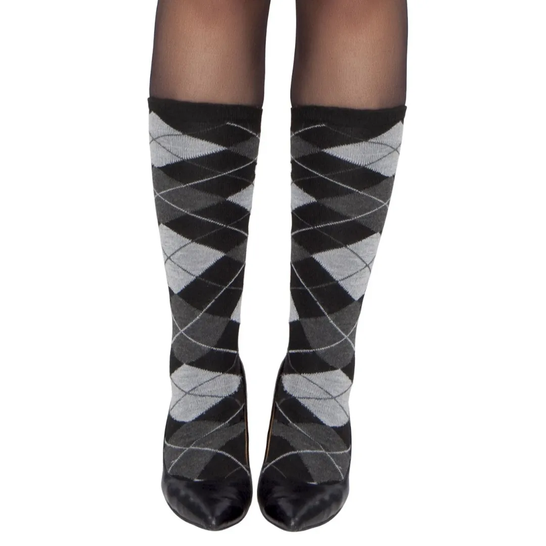 Black & Grey Argyle Socks