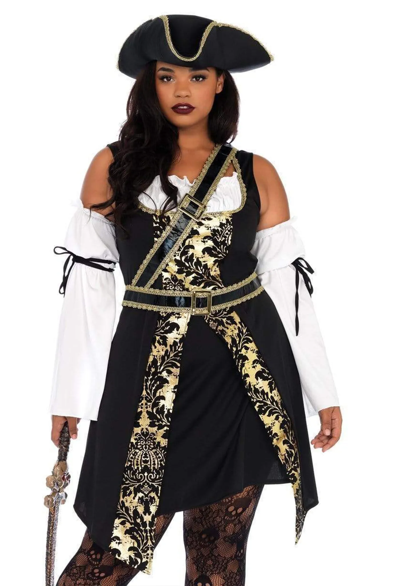 Black Sea Buccaneer Pirate Costume Set - 4 Piece Halloween Outfit