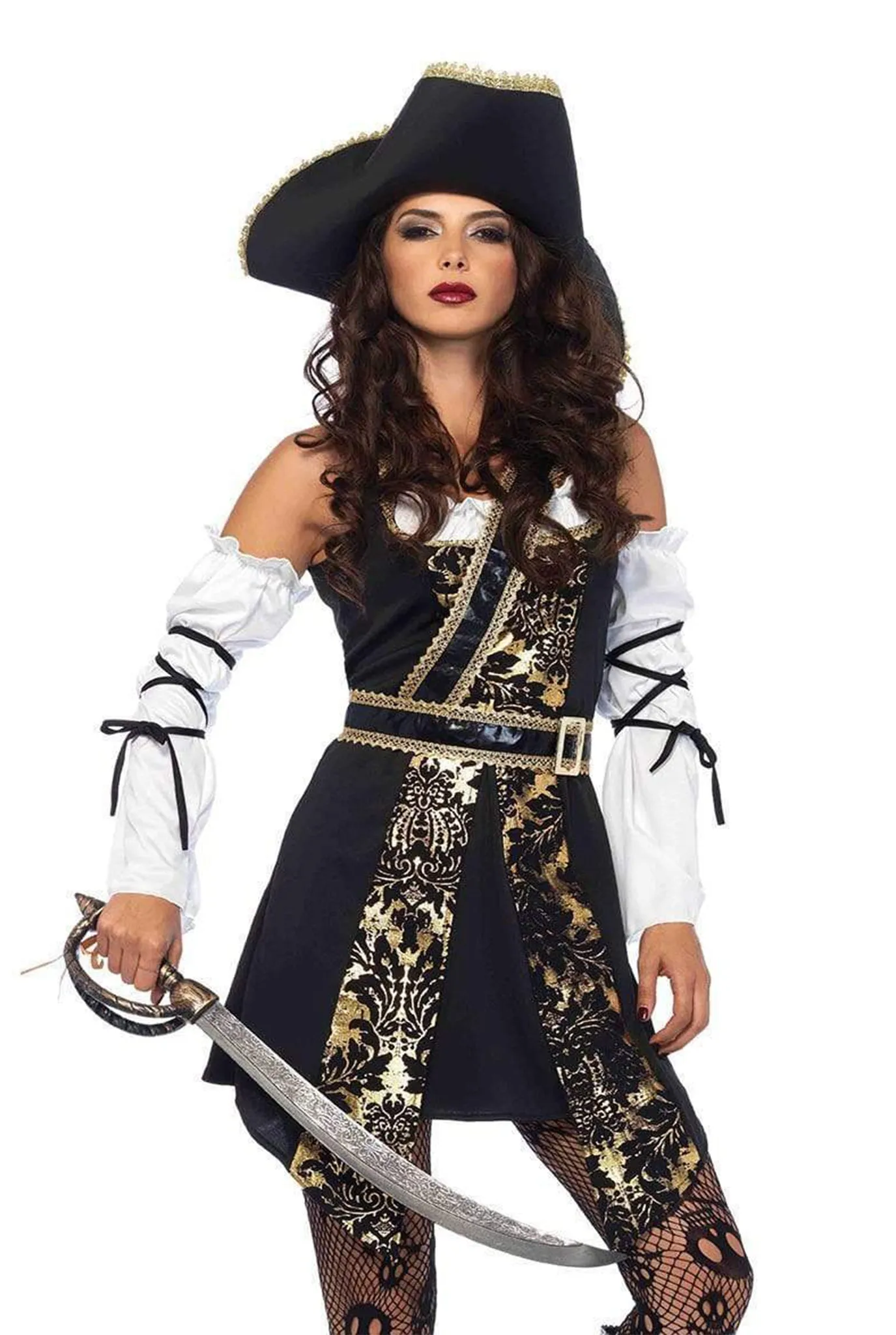 Black Sea Buccaneer Pirate Costume Set - 4 Piece Halloween Outfit