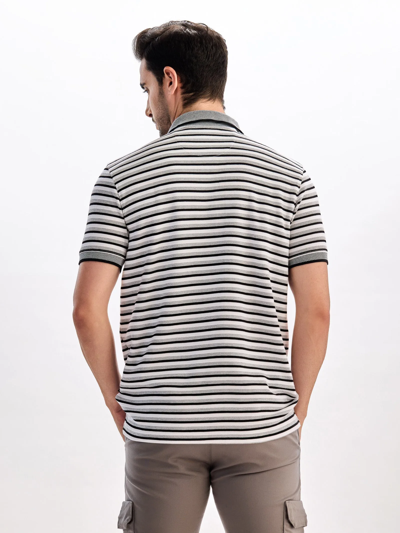 Black Striped Polo T-Shirt