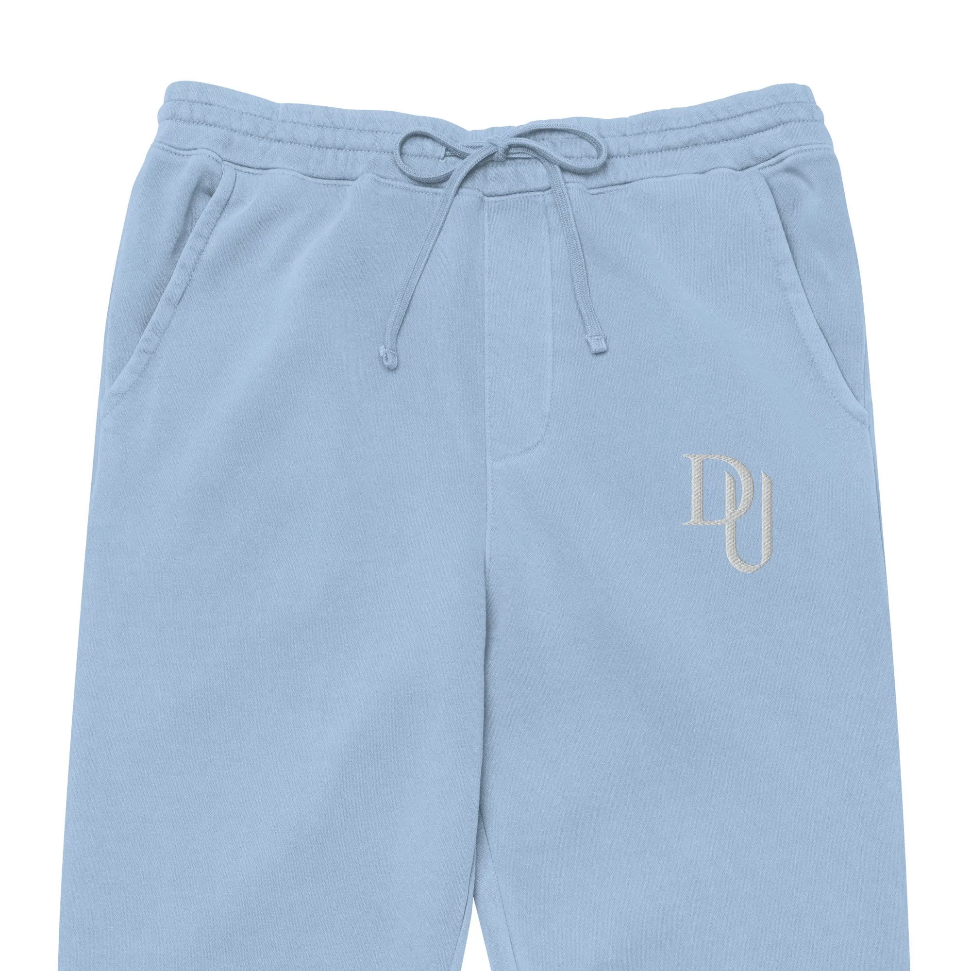 Blue pigment-dyed sweatpants-jersey lined pockets