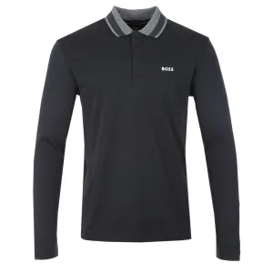 BOSS Plisy 2 Long Sleeve Polo Shirt in Navy