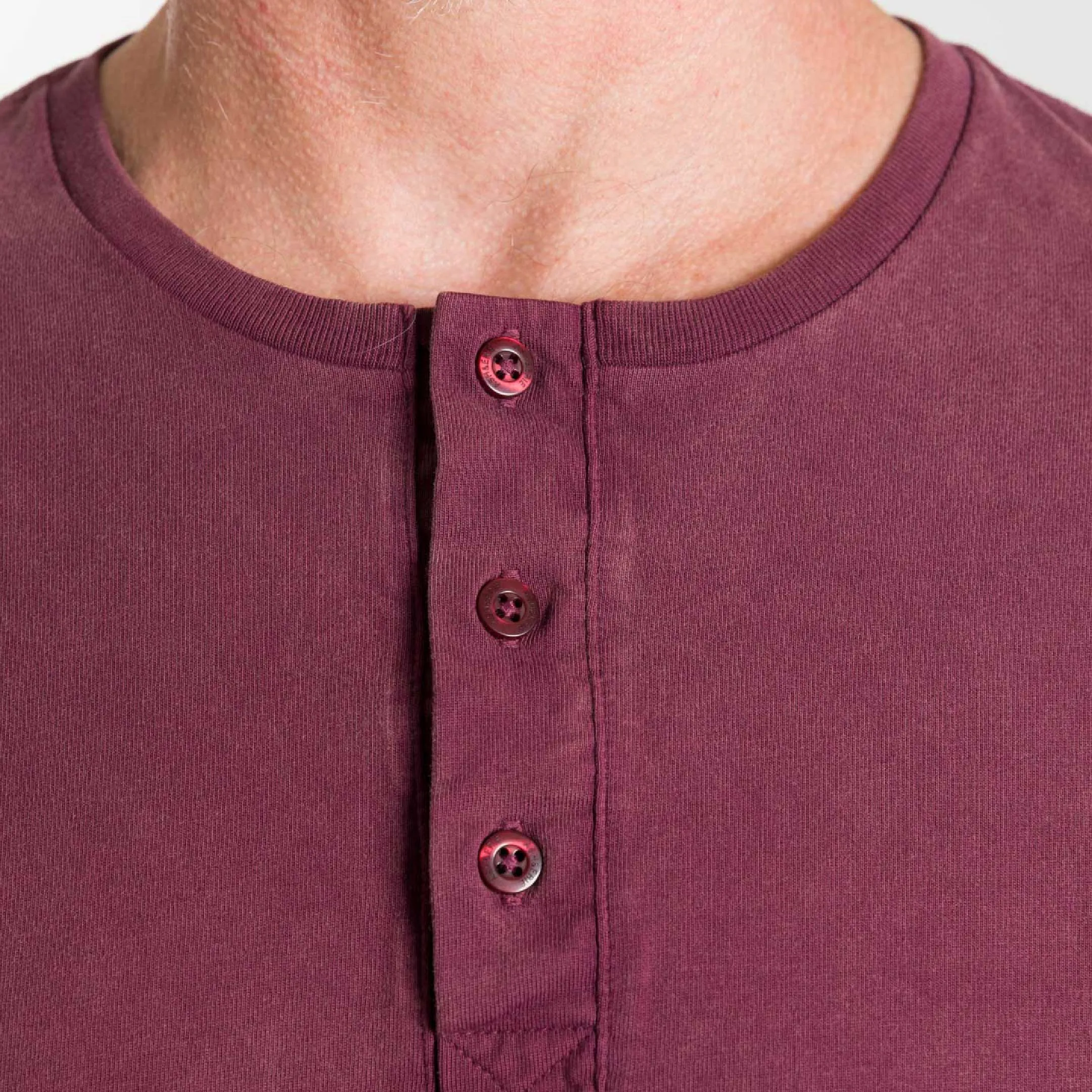 Burgundy Long Sleeve Pima Cotton Henley