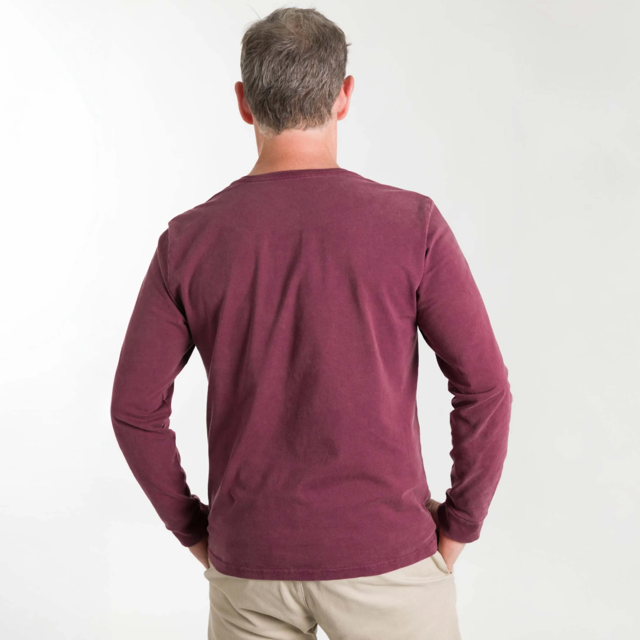 Burgundy Long Sleeve Pima Cotton Henley