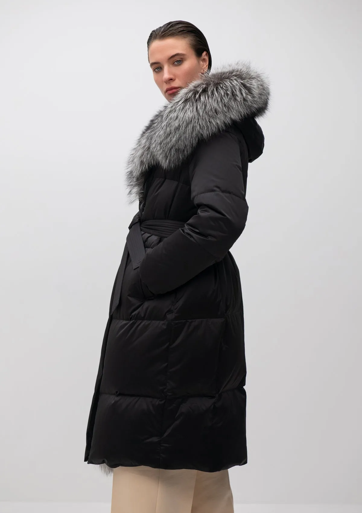 Charlotte Genuine Silver Fox Down Parka