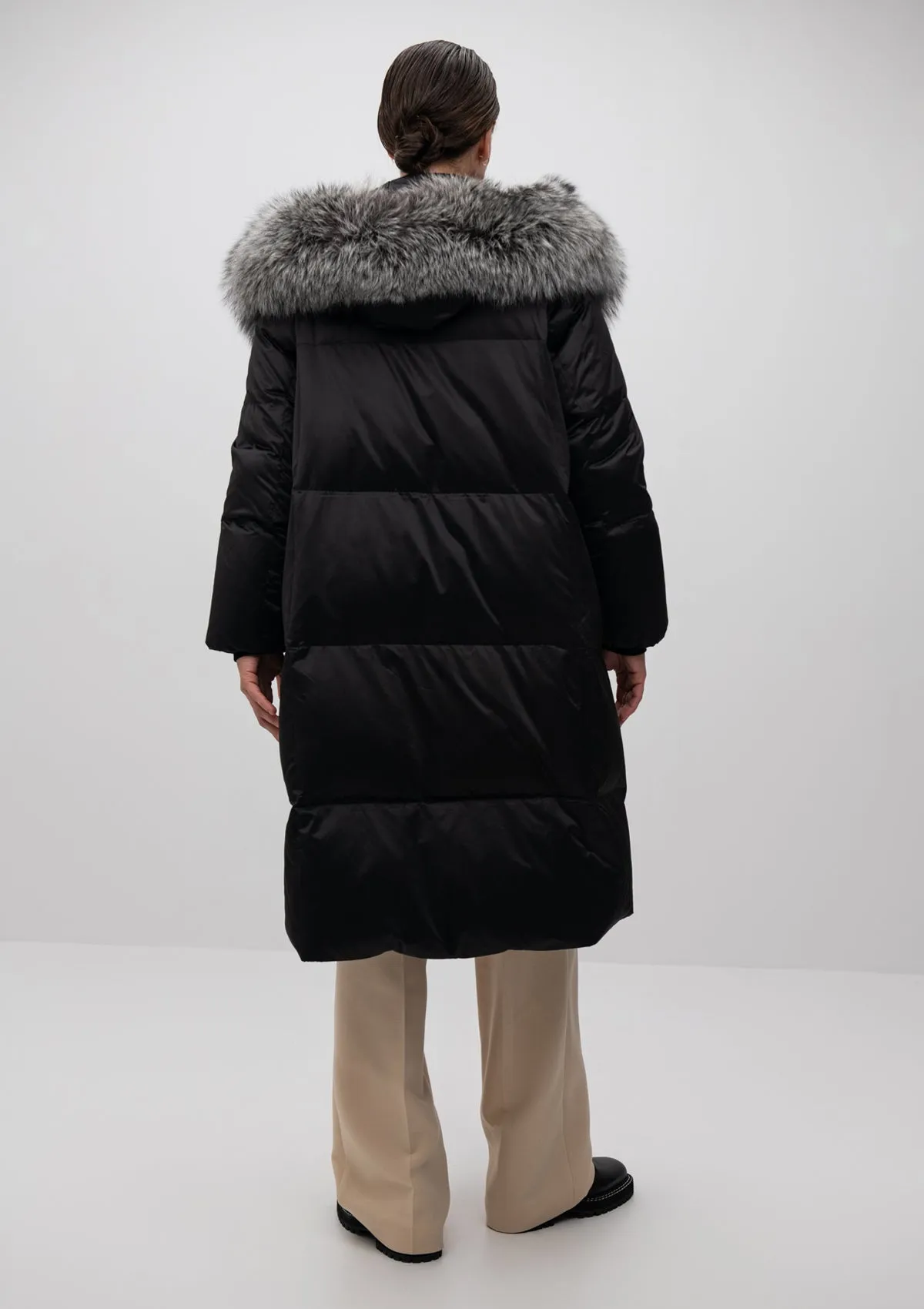 Charlotte Genuine Silver Fox Down Parka