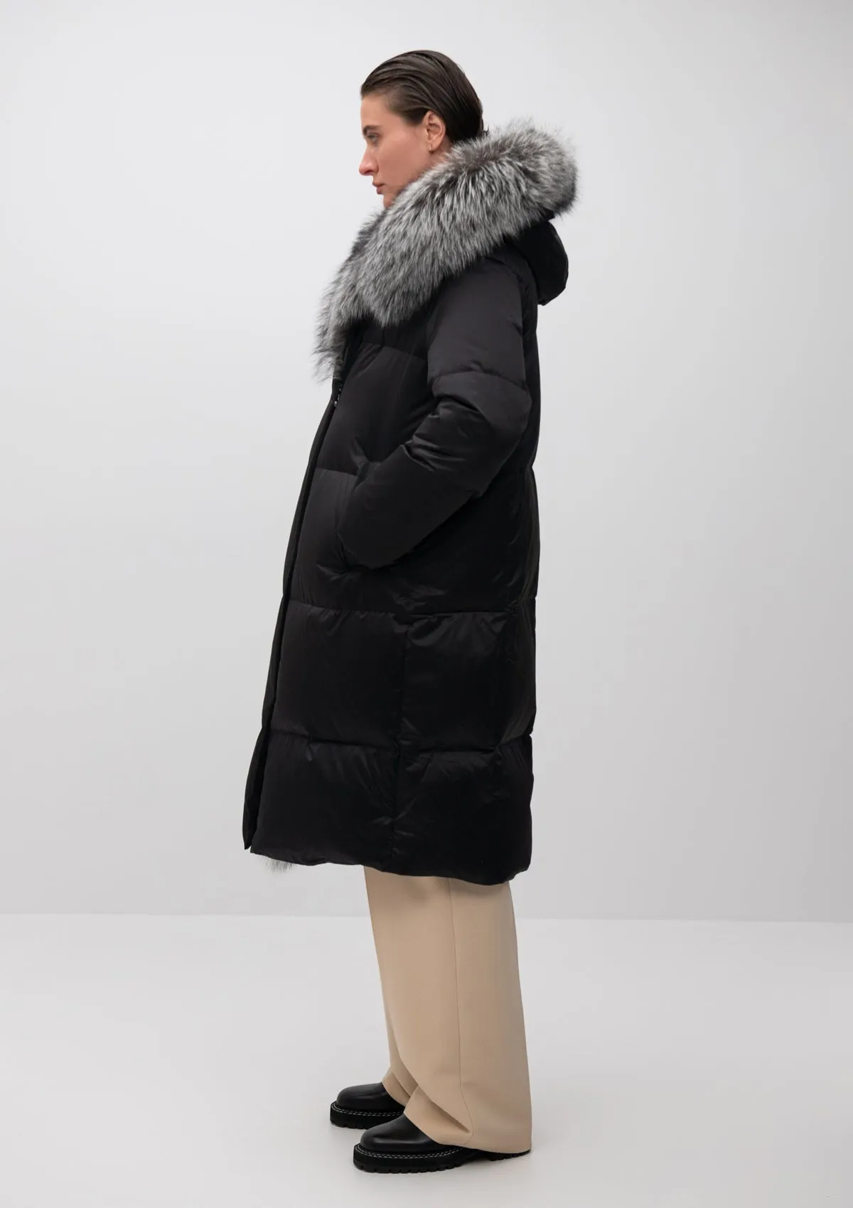 Charlotte Genuine Silver Fox Down Parka