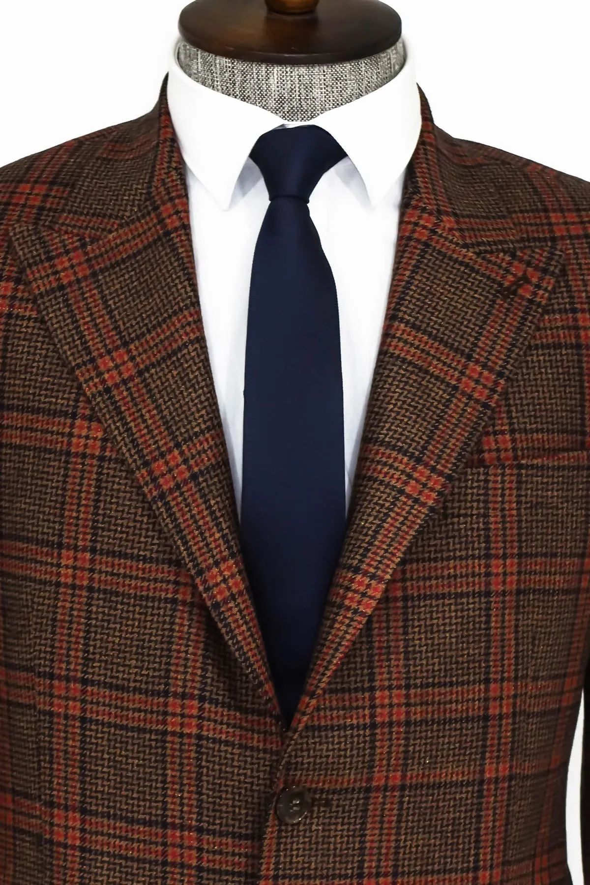 Checked Wool Brown Men Blazer - Wessi