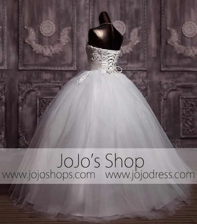 Copy of Strapless Daisy Floral Ball Gown Princess Wedding Dress | G1092