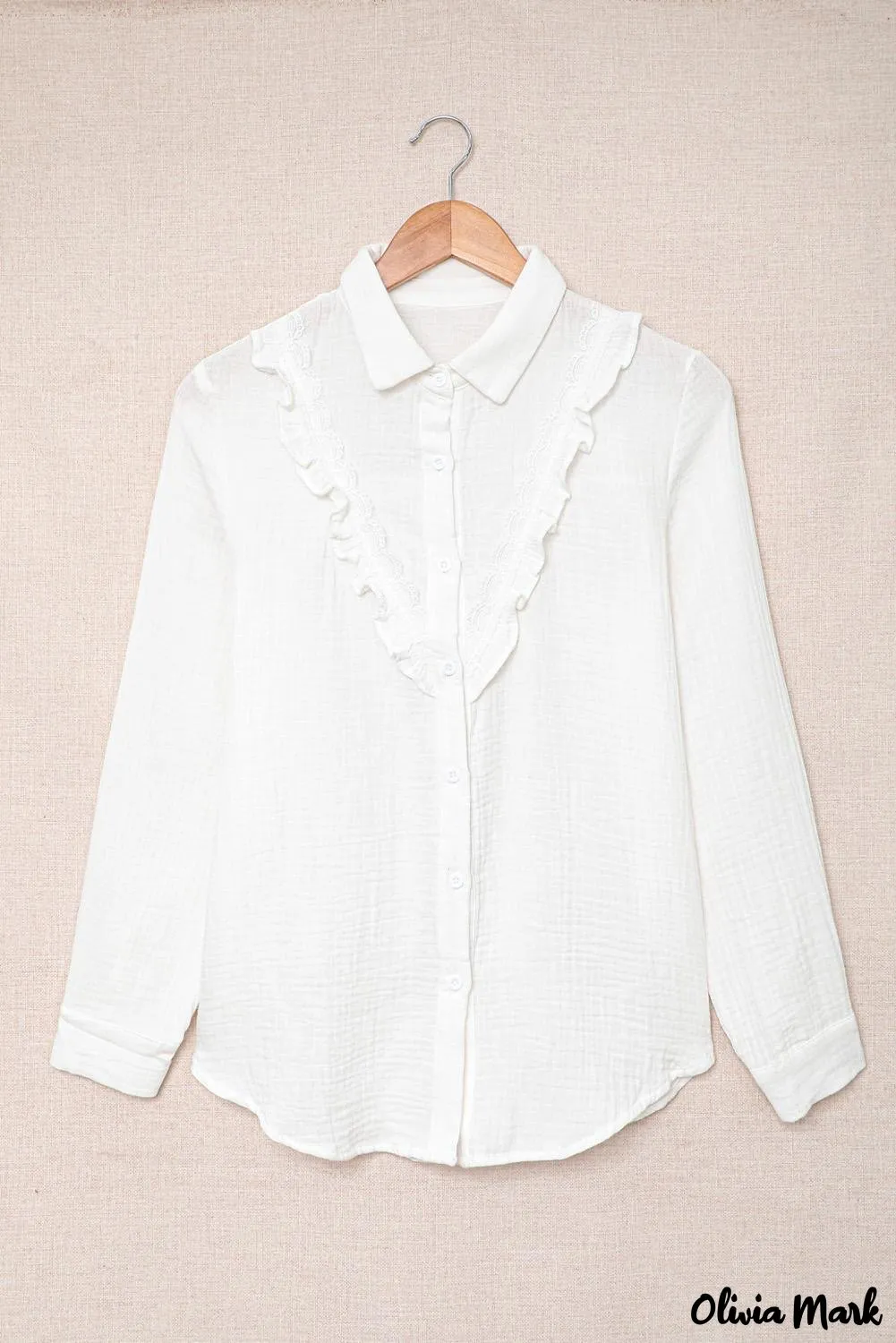 Deanwangkt - White Ruffle Crinkle Long Sleeve Shirt