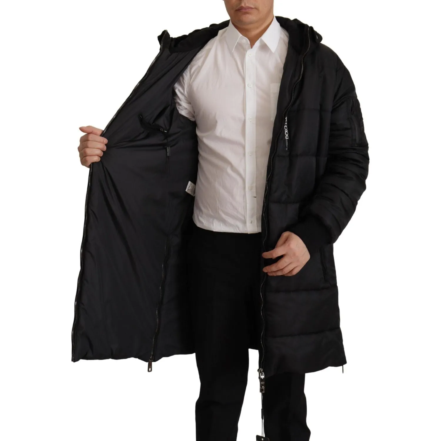 Dolce & Gabbana Elegant Black Hooded Parka Winter Jacket