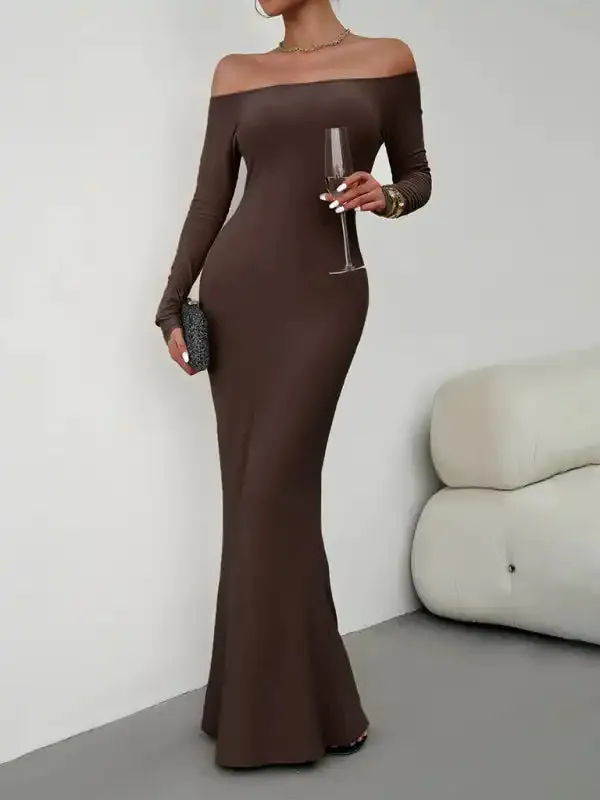 Fashion women’s new sexy and elegant slim one-shoulder dress