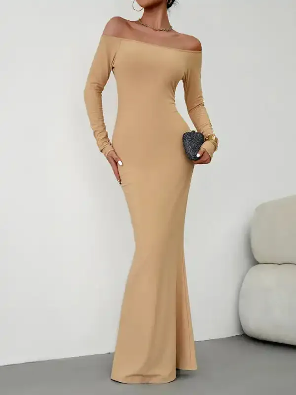 Fashion women’s new sexy and elegant slim one-shoulder dress