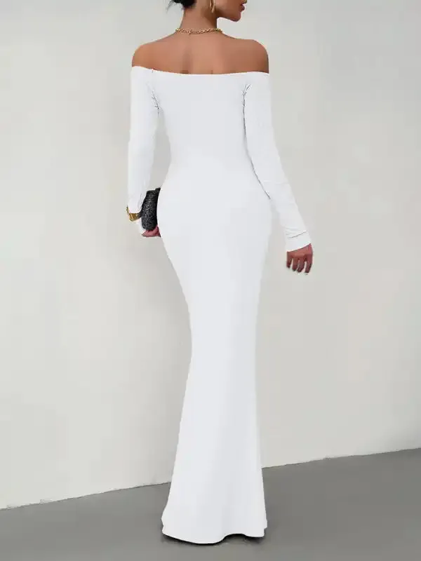 Fashion women’s new sexy and elegant slim one-shoulder dress